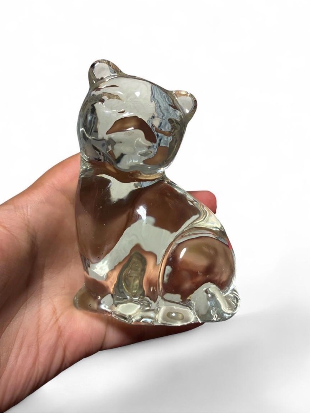 Clear Glass Cat Accent Sculpture - Decorative Home Vase Alternative